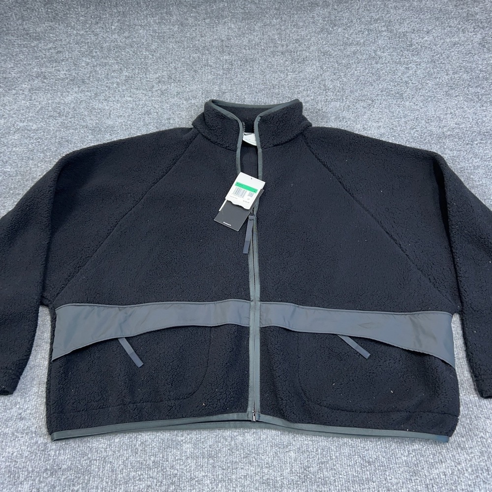 Nike Jacket Women XL Black Sportswear High-Pile Sherpa Full Zip Pockets Oversize